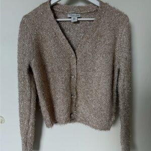 Rachel Zoe Women's Shimmering Beige Cardigan